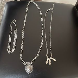 3 piece silver tone necklace set